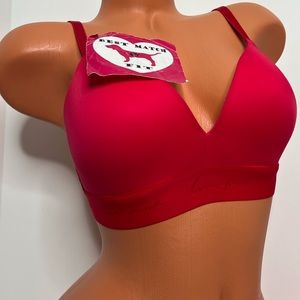 Victoria’s Secret PINK 34 46 Logo Band Lightly Lined Bra Wireless Smooth Red